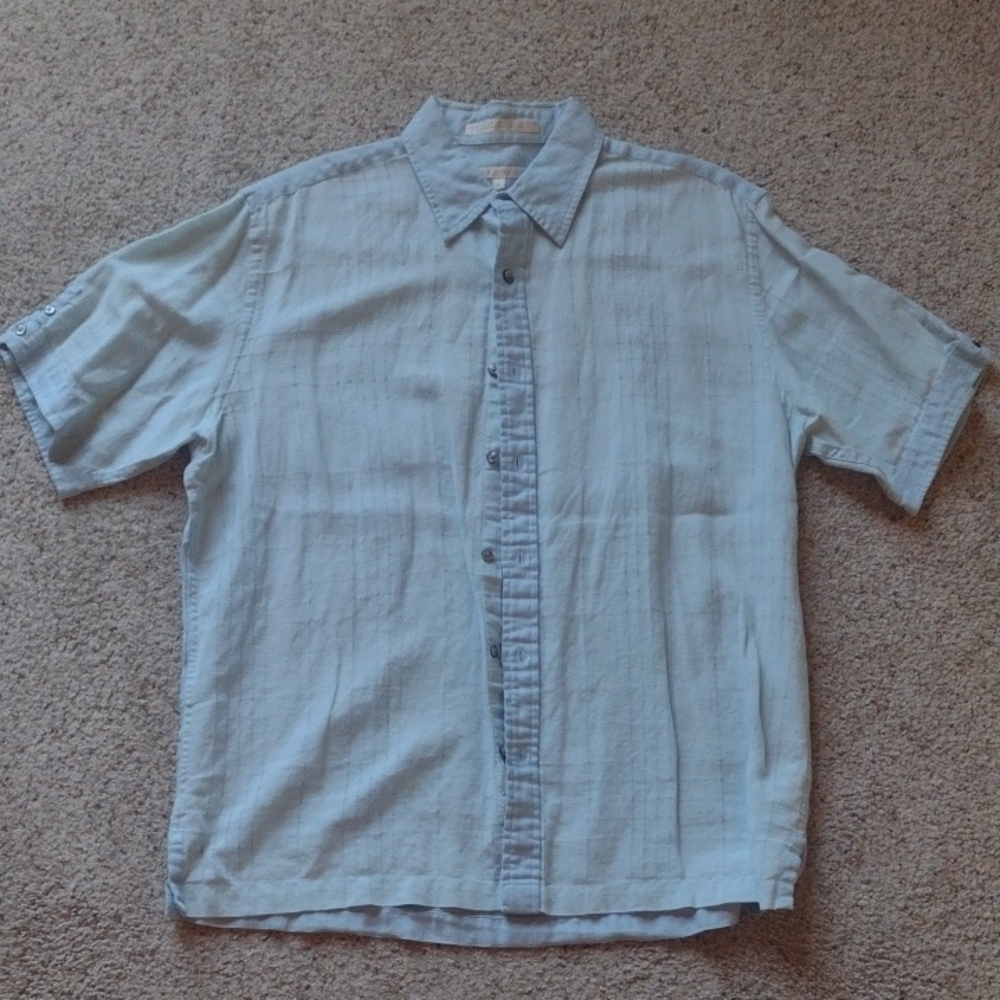 Perry Ellis Blue Casual Button Down Shirt Relaxed Fit